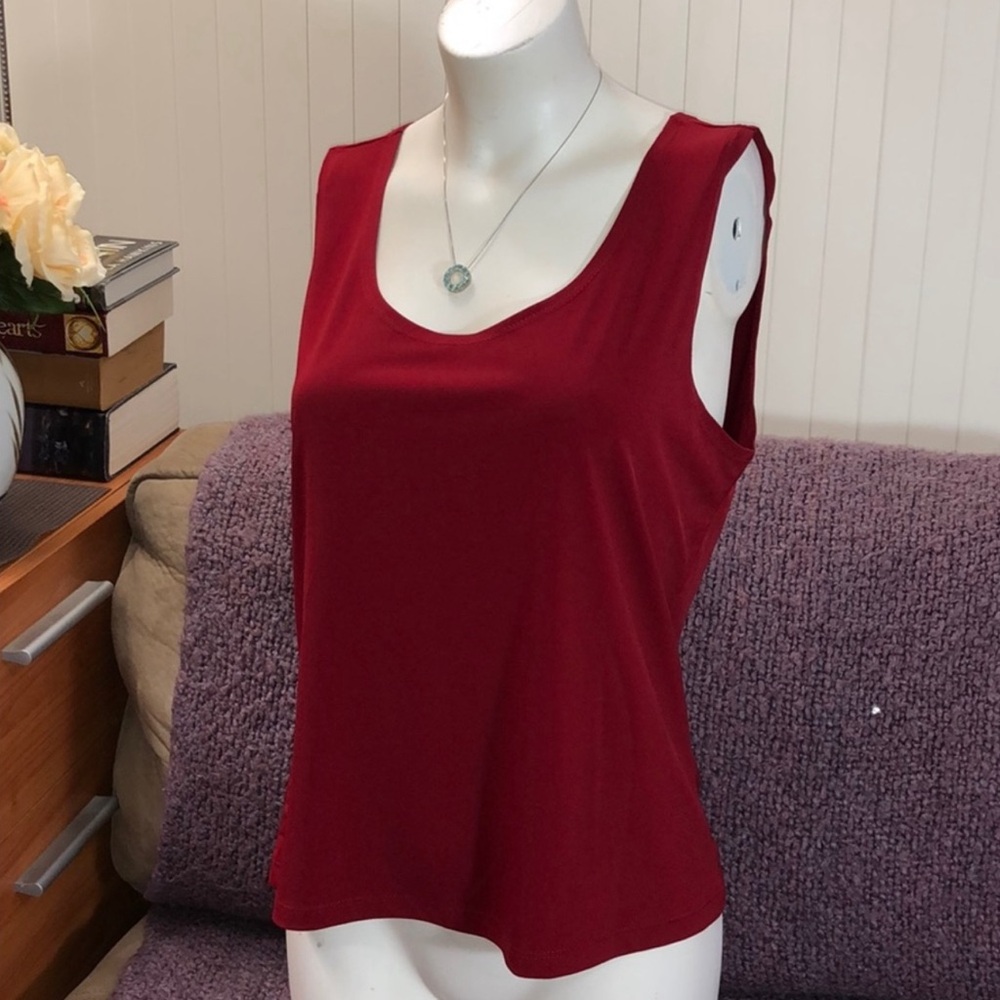 GRACE ELEMENTS Petite Mia Sleeveless Knit Top Clove Red PL New NWT